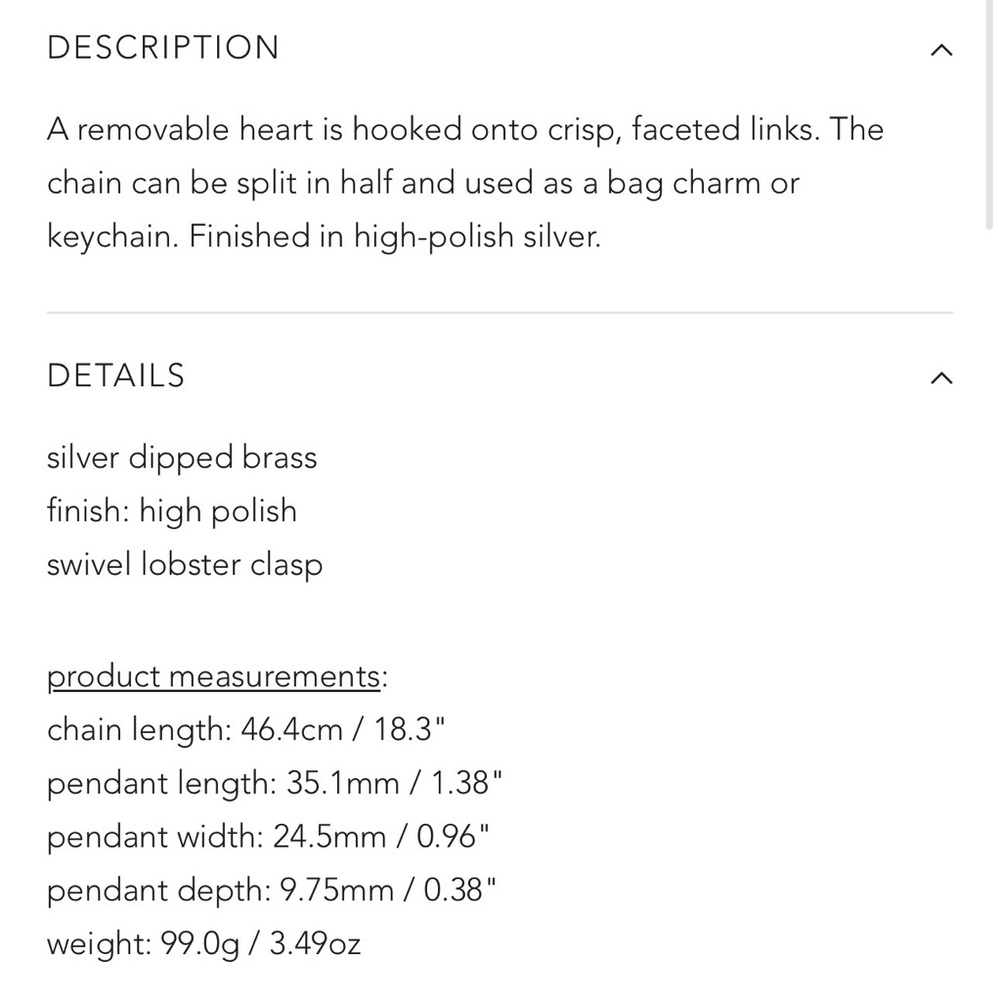 Jenny Bird Padlock Heart Pendant Link Necklace, Silver - Picture 15 of 15